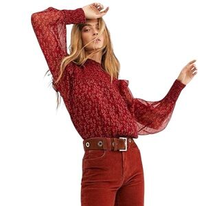 Free People Roma Blouse in Berry Combo - Size Large